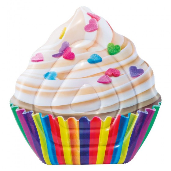 Intex- Materassino Cupcake-Stampa Realistica, Multicolore, 140 x 150 cm, 58770INTE58770